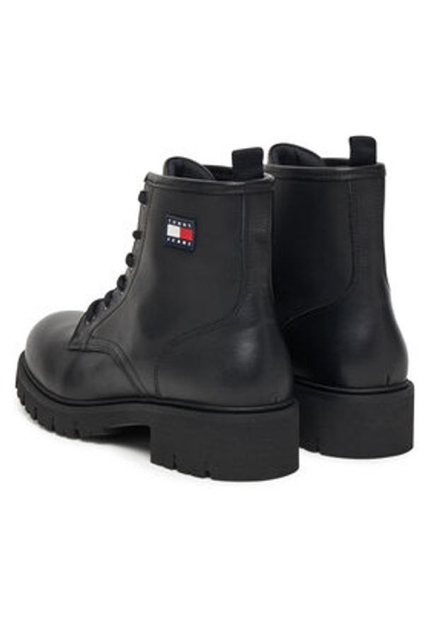 Tommy Jeans Trapery Tjw Lace Up Leather Boot EN0EN02824 Czarny. Kolor: czarny. Materiał: skóra