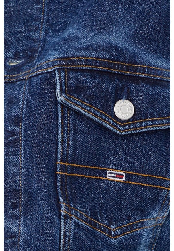 Tommy Jeans Kurtka jeansowa damska kolor granatowy przejściowa. Okazja: na co dzień. Kolor: niebieski. Materiał: bawełna. Styl: casual