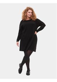 Zizzi Sukienka dzianinowa M61194B Czarny Regular Fit. Kolor: czarny. Materiał: bawełna #2