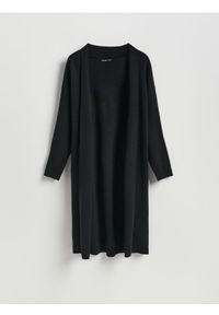Reserved - Długi kardigan z wiskozą - czarny. Kolor: czarny. Materiał: wiskoza. Długość: długie