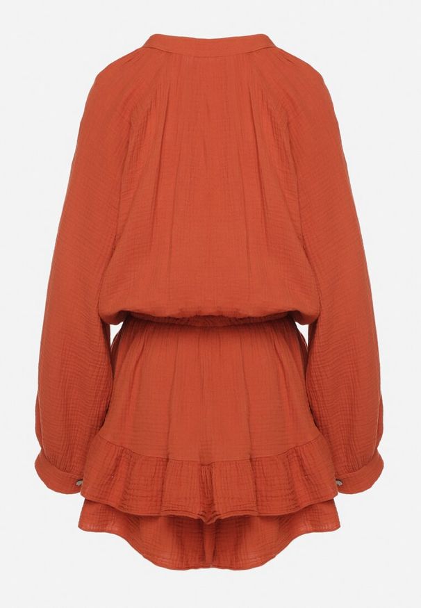 Born2be - Pomarańczowy Bawełniany Kombinezon z Elastyczną Gumką w Talii i Spódnico-Spodenkami Gleasea. Okazja: na co dzień. Kolor: pomarańczowy. Materiał: bawełna. Styl: casual, elegancki