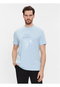 Karl Lagerfeld - KARL LAGERFELD T-Shirt 755400 541221 Niebieski Regular Fit. Typ kołnierza: dekolt w karo. Kolor: niebieski. Materiał: bawełna #1