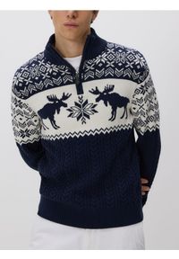 Reserved - Sweter z golfem - granatowy. Typ kołnierza: golf. Kolor: niebieski. Materiał: bawełna, dzianina #1