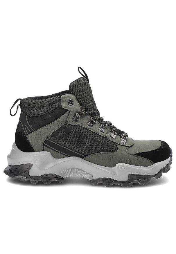 Big-Star - Trekkingi unisex Big Star, skóra ekologiczna i materiał tekstylny wysoka cholewka sznurowanie wzmocniony nosek i pięta podeszwa z bieżnikiem i amorty. Wysokość cholewki: przed kolano. Zapięcie: sznurówki. Kolor: zielony. Materiał: materiał, skóra ekologiczna. Szerokość cholewki: normalna. Sport: turystyka piesza