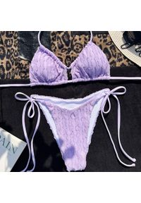 Intica - Bikini prążkowane na plażę regulowane ramiączka Ruveyda. Kolor: fioletowy. Materiał: prążkowany #1