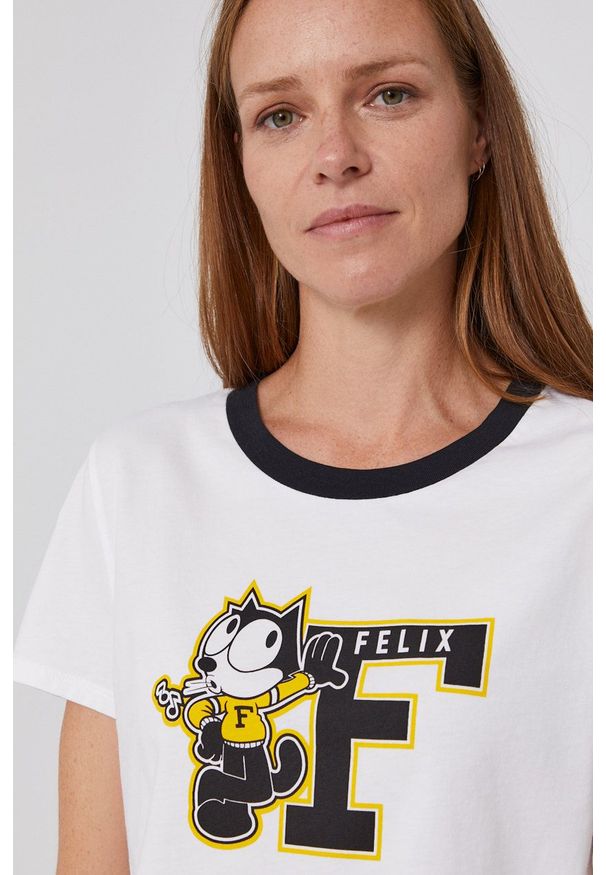 Levi's® - Levi's - T-shirt bawełniany x Felix The Cat. Okazja: na co dzień, na spotkanie biznesowe. Kolor: biały. Materiał: bawełna. Wzór: nadruk. Styl: biznesowy, casual