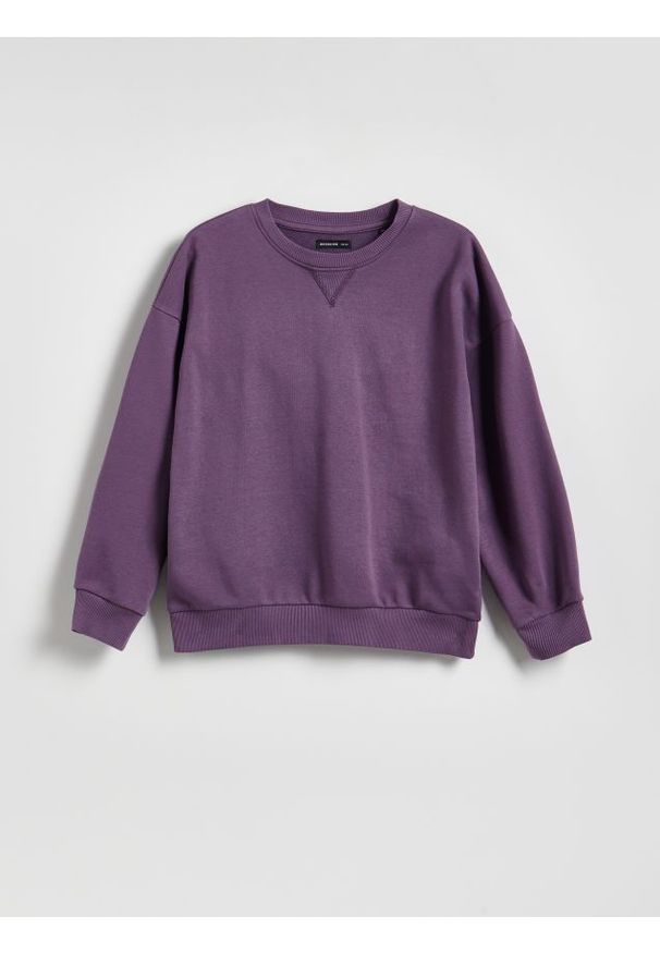 Reserved - Bluza oversize z bawełną - fioletowy. Kolor: fioletowy. Materiał: bawełna