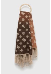 Guess szal damski kolor brązowy wzorzysty. Kolor: brązowy. Materiał: tkanina #1
