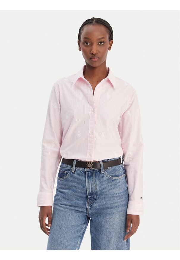 TOMMY HILFIGER - Tommy Hilfiger Koszula WW0WW49386 Różowy Regular Fit. Kolor: różowy. Materiał: bawełna