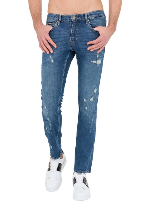 Just Cavalli - JUST CAVALLI Niebieskie męskie jeansy Slim, Rozmiar 33. Kolor: niebieski