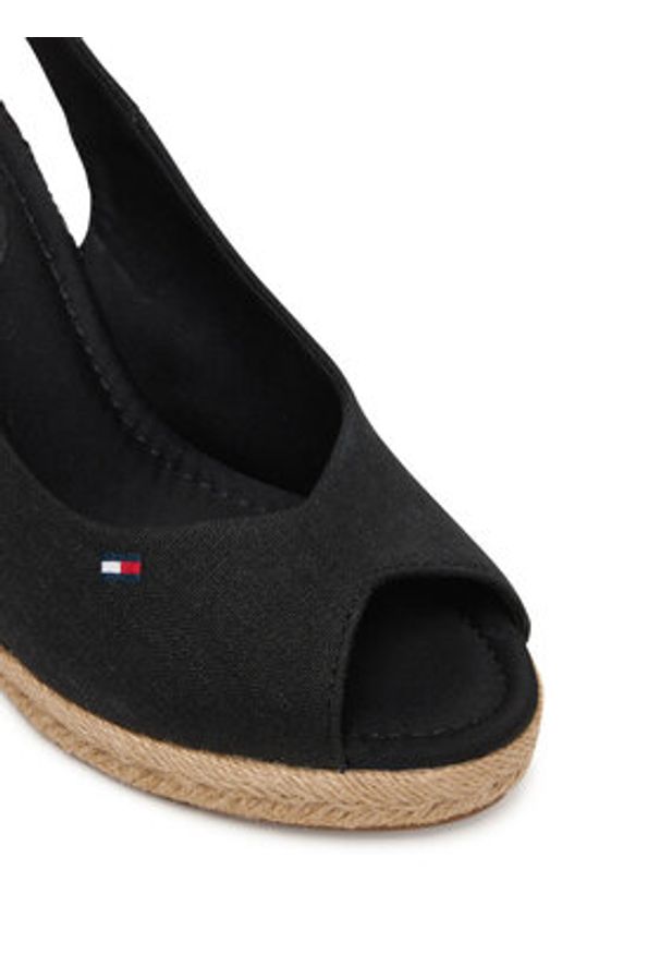 TOMMY HILFIGER - Tommy Hilfiger Espadryle Flag High Wedge Espad Slingback FW0FW09343 Czarny. Kolor: czarny. Materiał: materiał