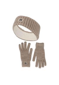 HEAT KEEPER - Zimowy zestaw termiczny dla kobiet – opaska na głowę + rękawiczki – beżowy. Kolor: beżowy. Materiał: poliester. Sezon: zima. Styl: sportowy #1
