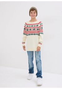 bonprix - Sweter dziecięcy w norweski wzór. Kolor: biały #3