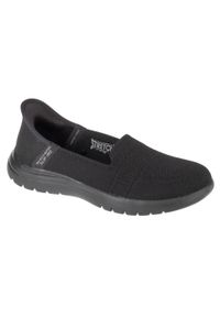 skechers - Buty do chodzenia damskie, Skechers Slip-Ins On The Go Flex - Camellia. Kolor: czarny. Materiał: materiał, syntetyk. Sport: turystyka piesza