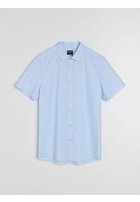 Sinsay - Koszula z krótkim rękawem - błękitny. Kolor: niebieski. Długość rękawa: krótki rękaw. Długość: krótkie