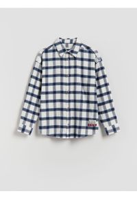 Reserved - Koszula w kratę - granatowy. Kolor: niebieski. Materiał: bawełna, dzianina #1