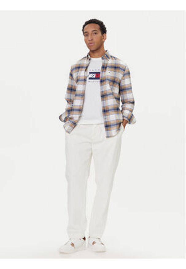 TOMMY HILFIGER - Tommy Hilfiger Koszula Hero MW0MW40473 Beżowy Regular Fit. Kolor: beżowy. Materiał: bawełna