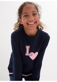 bonprix - Sweter z dzianiny o gładkim splocie drobnych oczek. Kolor: niebieski. Materiał: dzianina. Wzór: ze splotem, nadruk, gładki #3