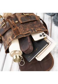 Plecak damski brązowy PAOLO PERUZZI T-16-BR. Kolor: brązowy. Materiał: skóra. Styl: elegancki, vintage, klasyczny, retro #1