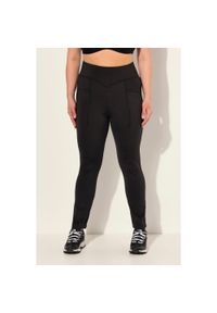 ULLA POPKEN - Damskie Legginsy sportowe z prostymi nogawkami szybkoschnące z recyklingu. Kolekcja: plus size. Kolor: czarny. Materiał: poliester, materiał