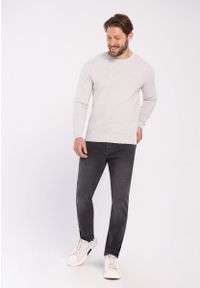 Volcano - Bawełniany sweter S-ANTON. Okazja: na co dzień. Kolor: szary. Materiał: bawełna. Wzór: gładki, ze splotem. Styl: klasyczny, casual #1