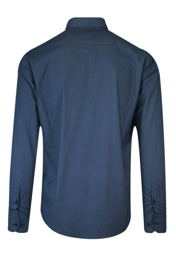 Koszula Granatowa, Geometryczny Wzór, Karo, Męska Długi Rękaw, Slim Fit, Taliowana -TO-ON. Okazja: na spotkanie biznesowe, do pracy. Typ kołnierza: dekolt w karo. Kolor: niebieski. Materiał: bawełna, elastan. Długość rękawa: długi rękaw. Długość: długie. Wzór: geometria. Styl: wizytowy, biznesowy, elegancki