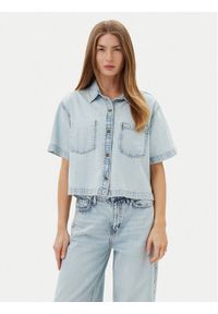 Guess Koszula W5GH0F D5M83 Niebieski Regular Fit. Kolor: niebieski. Materiał: bawełna