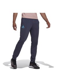 Adidas - Spodnie adidas Tennis HC7820 - granatowe. Kolor: niebieski. Materiał: materiał, bawełna, dresówka, poliester