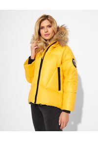 FLO&CLO ITALY - Żółta kurtka puchowa Claris Corto. Kolor: żółty. Materiał: puch. Wzór: nadruk, kolorowy