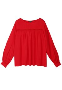 TOP SECRET - Luźna bluzka z falbaną. Kolor: czerwony. Materiał: tkanina. Długość rękawa: długi rękaw. Długość: długie. Sezon: wiosna, lato #6