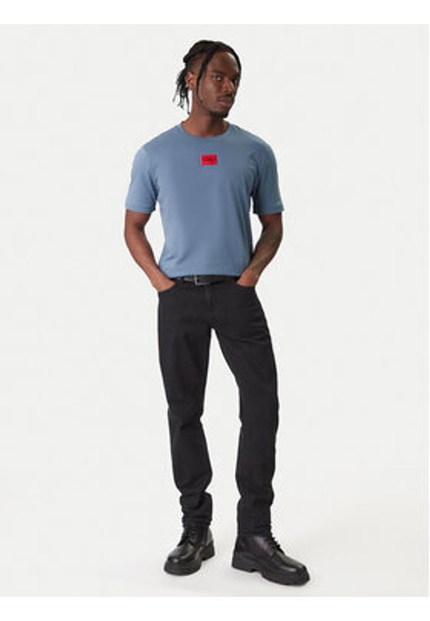 Hugo - HUGO T-Shirt Diragolino 50447978 Niebieski Regular Fit. Kolor: niebieski. Materiał: bawełna