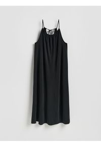 Reserved - Sukienka midi - czarny. Kolor: czarny. Materiał: dzianina. Wzór: gładki. Długość: midi