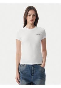 Tommy Jeans T-Shirt Ess Logo DW0DW23479 Biały Slim Fit. Kolor: biały. Materiał: bawełna #1