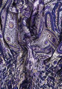 Renee - Granatowa Bawełniana Sukienka Paisley z Kopertowym Dekoltem z Falbaną i Gumką w Talii Brionea. Okazja: na co dzień. Typ kołnierza: dekolt kopertowy. Kolor: niebieski. Materiał: bawełna. Długość rękawa: krótki rękaw. Wzór: paisley. Typ sukienki: kopertowe. Styl: casual, elegancki #5