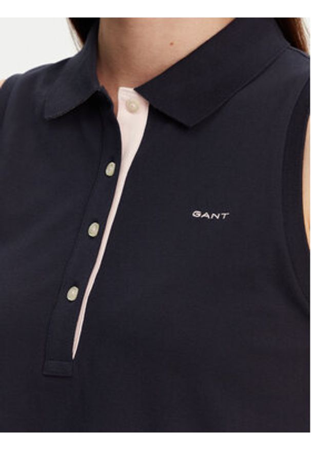 GANT - Gant Polo 4200560 Granatowy Regular Fit. Typ kołnierza: polo. Kolor: niebieski. Materiał: bawełna