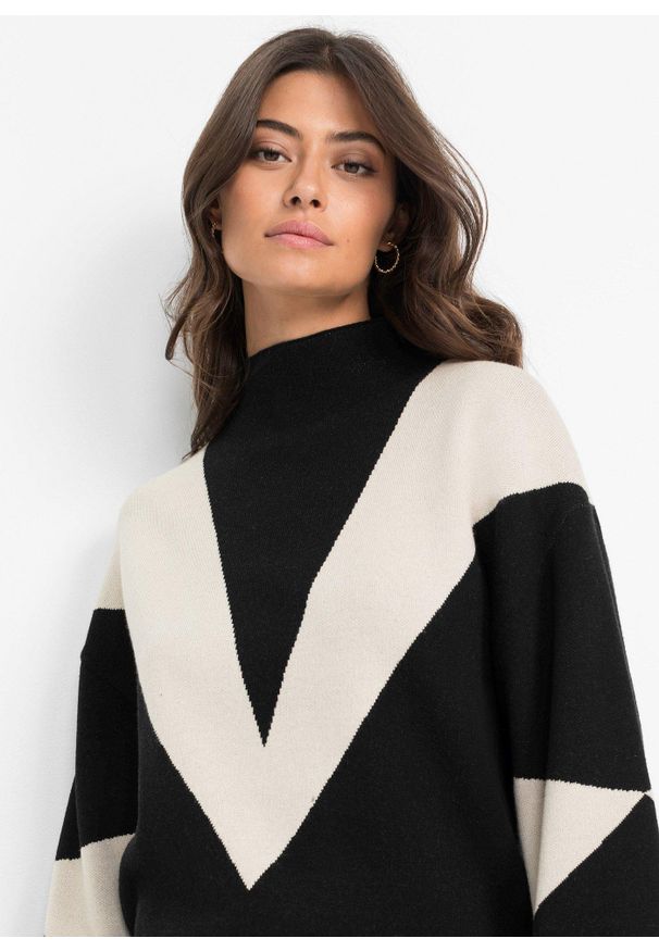 bonprix - Sweter oversize. Kolor: czarny