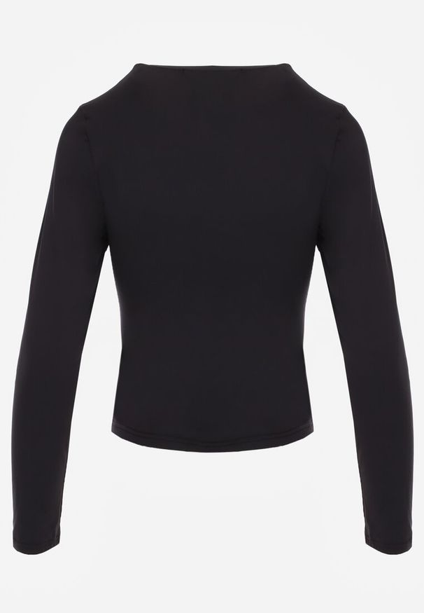 Renee - Czarna Dopasowana Bluzka Typu Longsleeve z Bawełną Moanti. Okazja: na co dzień. Kolor: czarny. Materiał: bawełna. Długość rękawa: długi rękaw. Wzór: kropki. Styl: casual