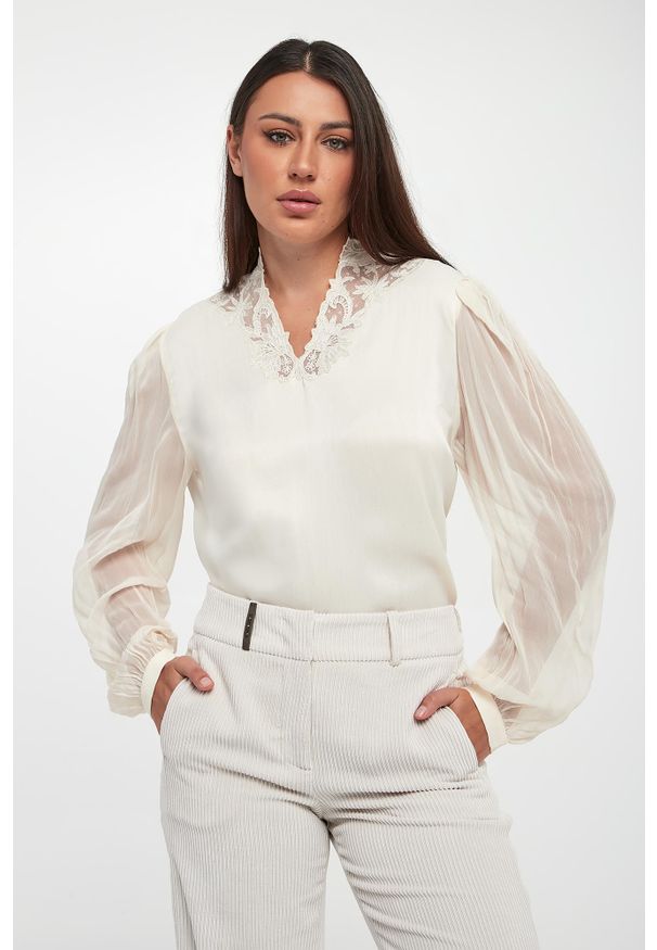 Twinset Milano - Bluzka damska z wiskozowej krepy TWINSET. Materiał: wiskoza