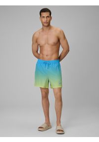 4f - 4F Spodenki plażowe boardshorty męskie - niebieskie L. Kolor: niebieski. Materiał: skóra, materiał, tkanina #1