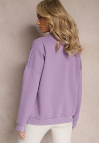 Renee - Jasnofioletowa Ocieplana Bluza Bawełniana z Półgolfem Heraia. Kolor: fioletowy. Materiał: bawełna