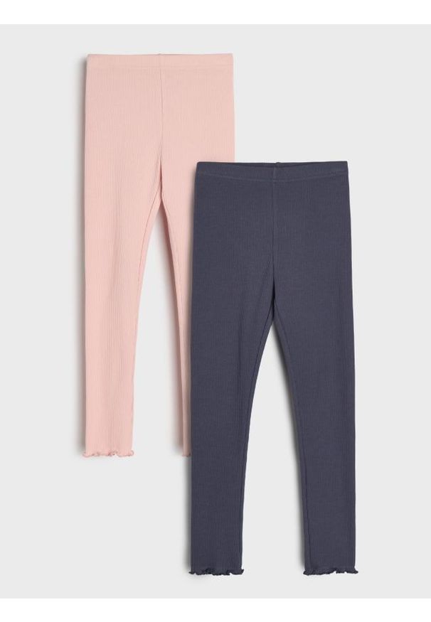 Sinsay - Prążkowane legginsy 2 pack - wielobarwny. Materiał: prążkowany