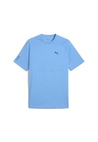 Puma - Męska koszulka PUMATECH PUMA Team Light Blue. Kolor: niebieski. Długość rękawa: raglanowy rękaw. Wzór: aplikacja, nadruk