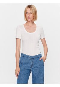 Vero Moda T-Shirt Casja 10286071 Biały Regular Fit. Kolor: biały. Materiał: bawełna, syntetyk
