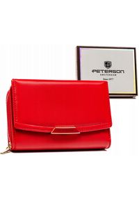 Portfel damski Peterson PTN 001-JI czerwony. Kolor: czerwony. Materiał: skóra ekologiczna. Wzór: aplikacja