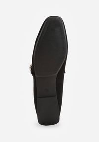 Renee - Czarne Balerinki z Imitacji Zamszu o Fasonie Mary Jane z Cyrkoniową Klamrą Ireltise. Okazja: na co dzień. Zapięcie: klamry. Kolor: czarny. Materiał: zamsz. Wzór: aplikacja. Styl: glamour, casual, klasyczny, elegancki #3