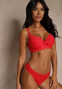 Renee - Czerwony Biustonosz o Gładkim Wykończeniu z Kokardką Phiphise. Kolor: czerwony. Wzór: gładki #2