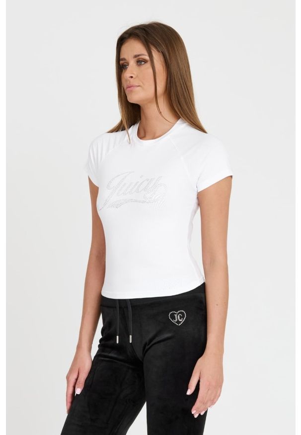 Juicy Couture - JUICY COUTURE Biały damski t-shirt Retroshrunken Tee, Rozmiar L. Kolor: biały