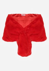 Born2be - Czerwone Futrzane Ponczo Narzutka Bralinne. Kolor: czerwony. Materiał: futro #7