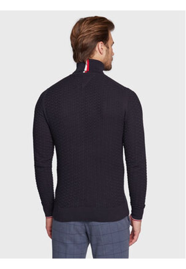 TOMMY HILFIGER - Tommy Hilfiger Golf Exaggerated Structure MW0MW29109 Granatowy Regular Fit. Typ kołnierza: golf. Kolor: niebieski. Materiał: bawełna