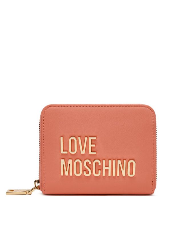 Love Moschino - LOVE MOSCHINO Mały Portfel Damski JC5613PP1MKD0464 Koralowy. Kolor: pomarańczowy. Materiał: skóra